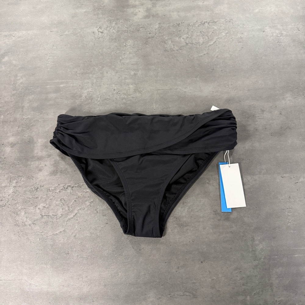 Bleu Rod Beattie Swim Bottom Womens 8 Black Ruched NEW Hipster $53 Full Coverage